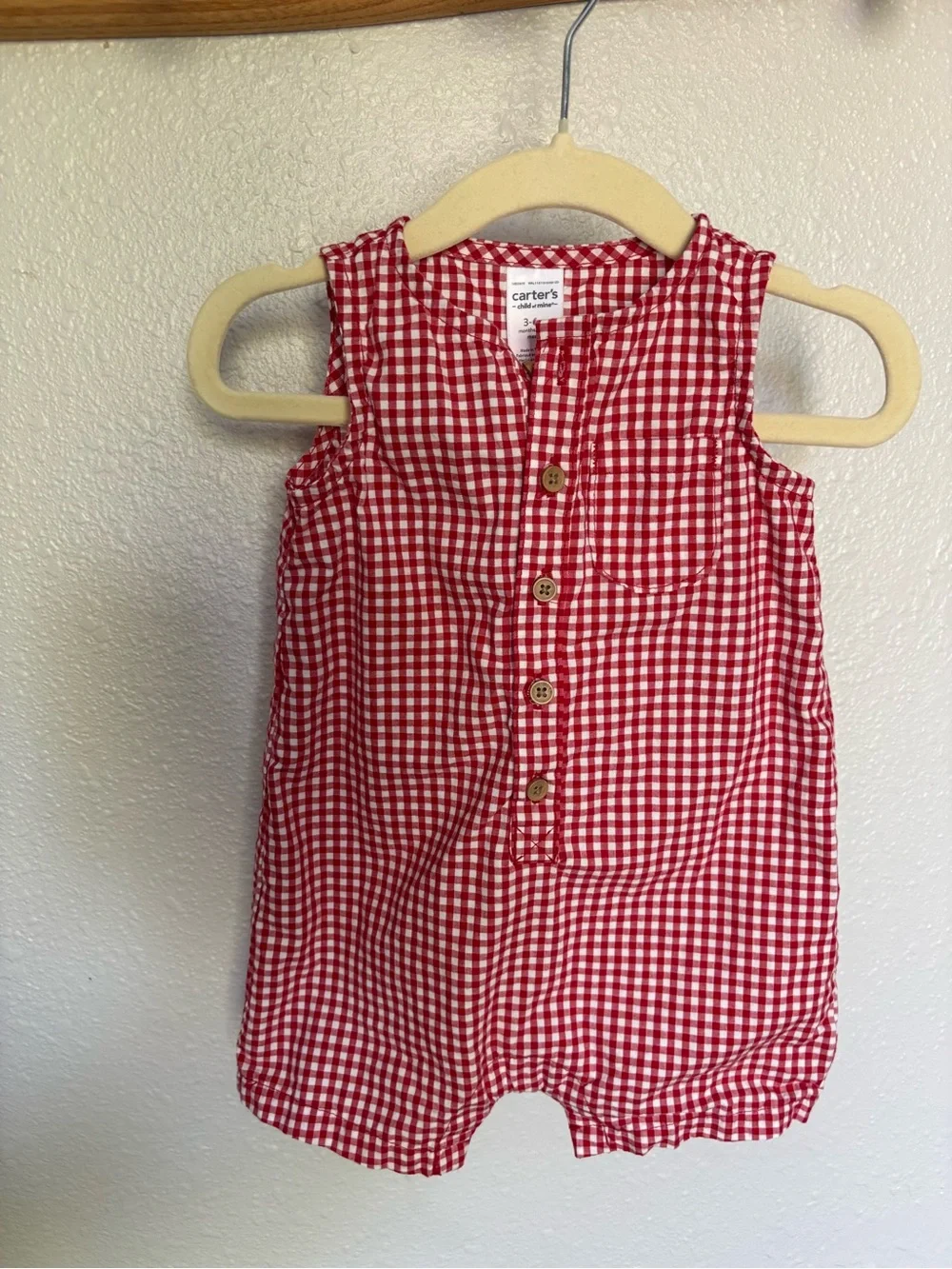 Carter's Red Gingham Sleeveless Baby Romper